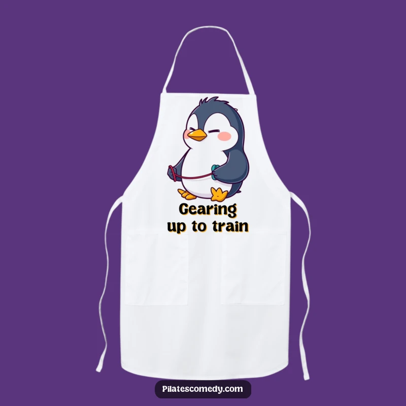 Funny Penguin Resistance Band Apron - Kitchen Workout Gear for Chefs and Bakers