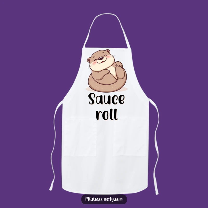 Funny Otter Chef Apron: Joyful Rolling Pose for Kitchen Fun, Perfect Funny Gift