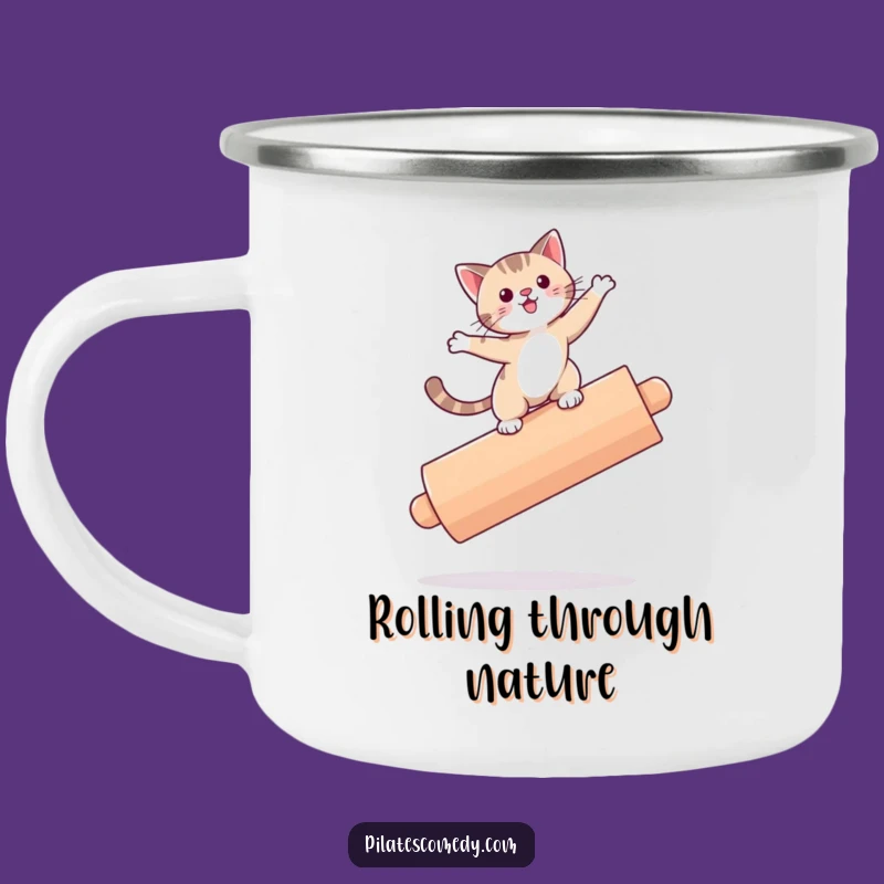 Funny Cat Enamel Mug - Playful Outdoor Adventure Gift