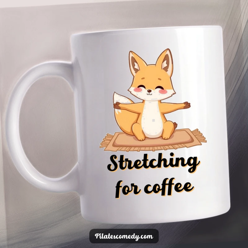 Funny fox gracefully stretching its limbs on a yoga mat, embodying flexibility and calm movement.