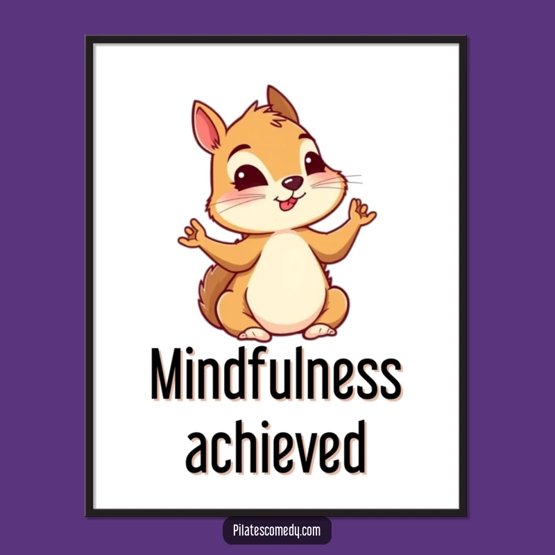 Funny Squirrel Yoga Digital Art: Intense Focus, Perfect Wall Decor Gift