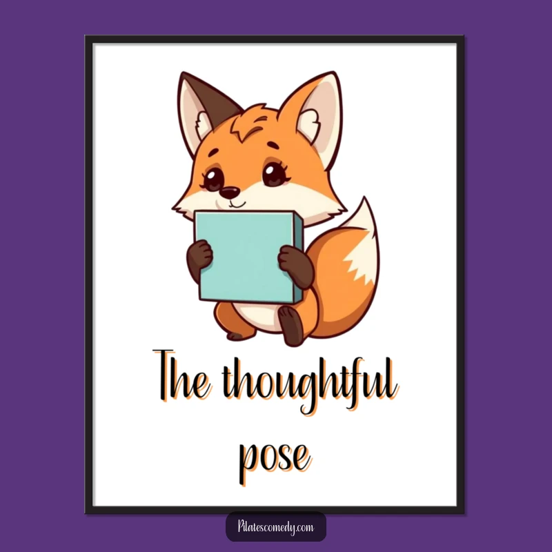 Funny Fox Yoga Block Digital Print - Serene Wall Art for Calm Spaces