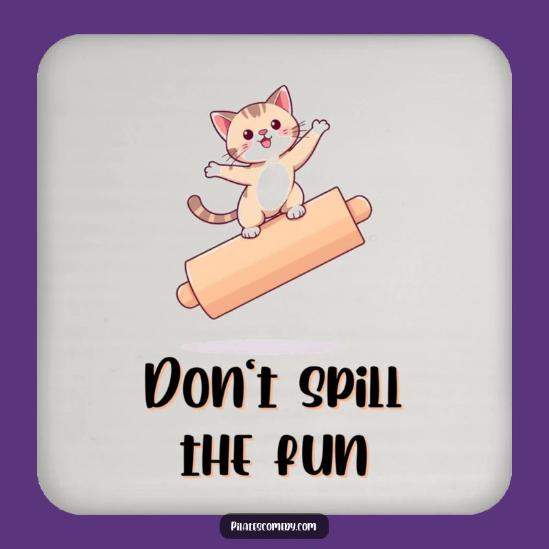 Funny Cat Drink Coaster - Playful Balance Decor Gift