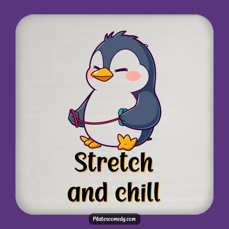 Funny Penguin Resistance Band Coaster - Protect Surfaces with Workout Humor