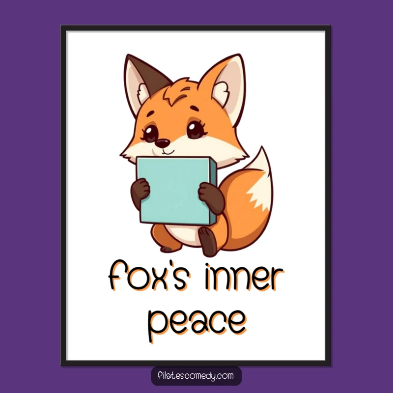 Funny Fox Yoga Block Poster - Motivational Art for Mindful Spaces