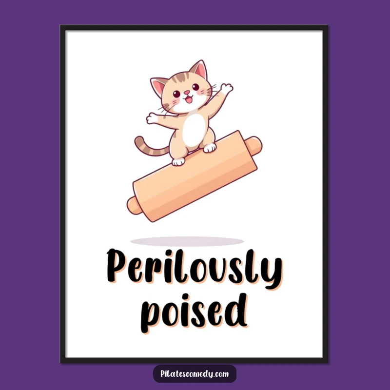 Funny Cat Wall Art - Playful Balance Decor Gift for Cat Lovers