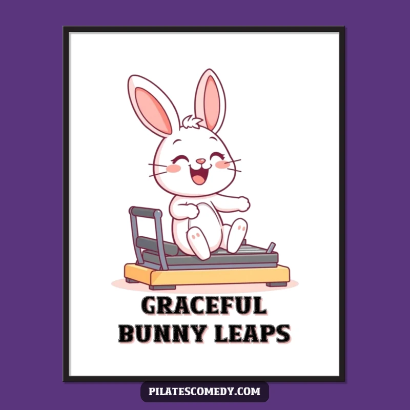 Funny Bunny Pilates Poster: Joyful Graceful Character Art for Walls