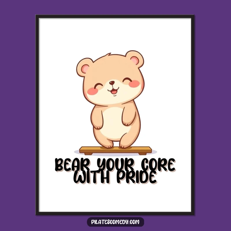 Funny Free Printable Wall Art: Yoga Bear Plank - Quirky Downloadable Decor for Zen Spaces