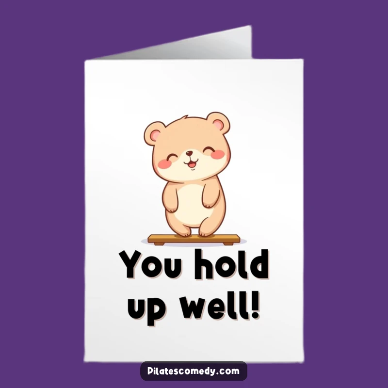 Free Printable Congrats Card: Yoga Bear Plank - Funny Downloadable Gift for Achievers