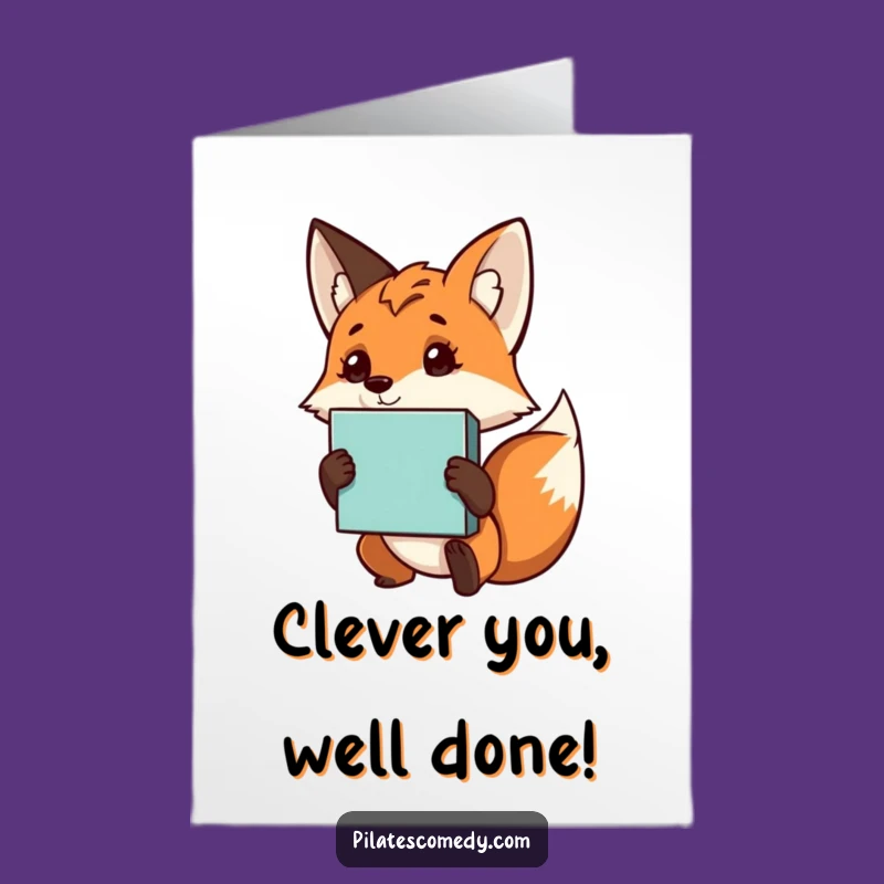 Free Printable Fox Yoga Congrats Card Funny Downloadable Gift for Mindful Achievers