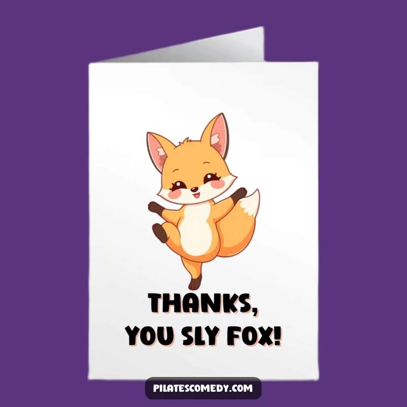 Free Printable Thank You Card: Chic Fox Pose, Grateful Downloadable Humor