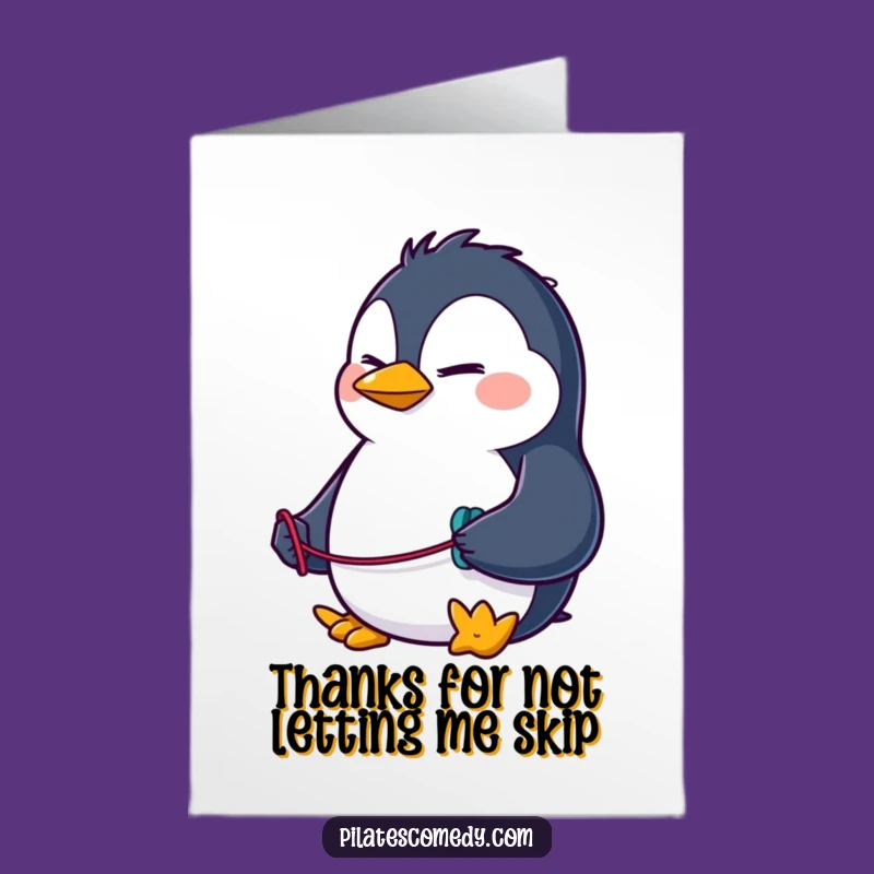 Free Printable Penguin Thank You Card Funny Downloadable Gift for Fitness Buddies