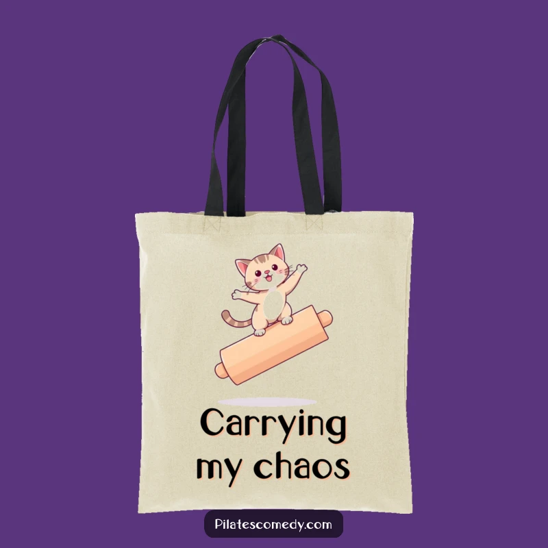 Funny Cat Roller Tote Bag - Playful Accessory Gift for Cat Lovers