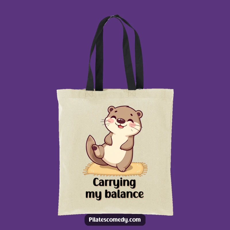 Funny Otter Yoga Tote Bag: Happy Balanced Character for Gym Gear